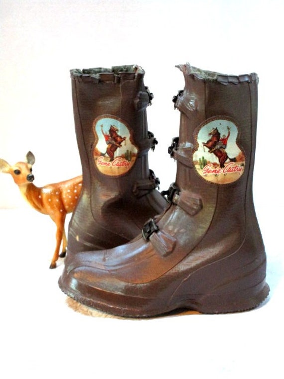 vintage rubber boots with buckles