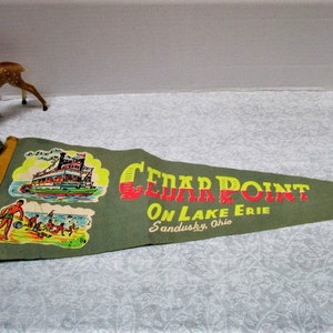 CHOICE Vintage Pennant Ohio Cedar Point OR Football Hall of Fame, Flag Souvenir, Family Vacation Tourist Trip, Felt, Upcycle Craft Supply image 4