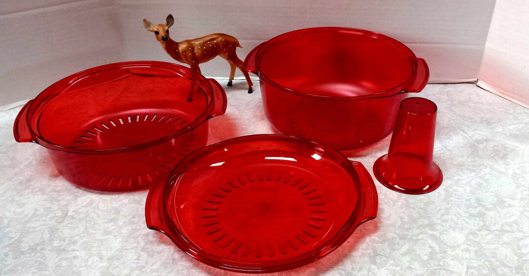 Vintage Tupperware Stack Cooker Complete 4 Pc Set: Popsicle Red ...