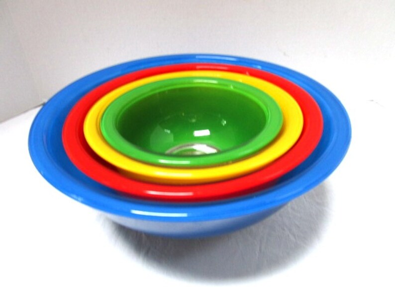 Vintage Pyrex Primary Colors Nesting / Mixing Bowls Clear Etsy