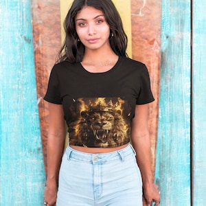 Löwe Mit Goldzähnen, Der König Des Dschungels, Brüllend, Ein Zeichen Der Stärke, Zoo-Leben, Majestätisches Tier, Schwarzes T-Shirt mit Kurzen Ärmeln