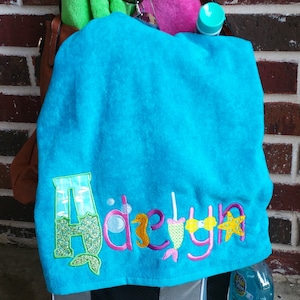 Personalized Beach Towel, Kid&#39;s Beach Towel, Mermaid Theme Beach Towel, Pool Party Towel, Summer Camp Towel, Rest Time Mat