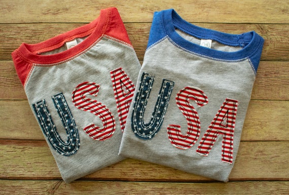 Patriotic Kid's Shirt, Raglan Sleeved USA Shirt, America Shirt, US Flag Shirt, Independence Day Shirt, Fun Spirit Tee, Red, White, Blue Tee