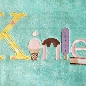 Ice Cream Treats Beach Towel, Personalized Beach Towel, Kid's Fun Beach Towel, Sweet Scoops Personalized Towel, Pool Party, Summer Camp