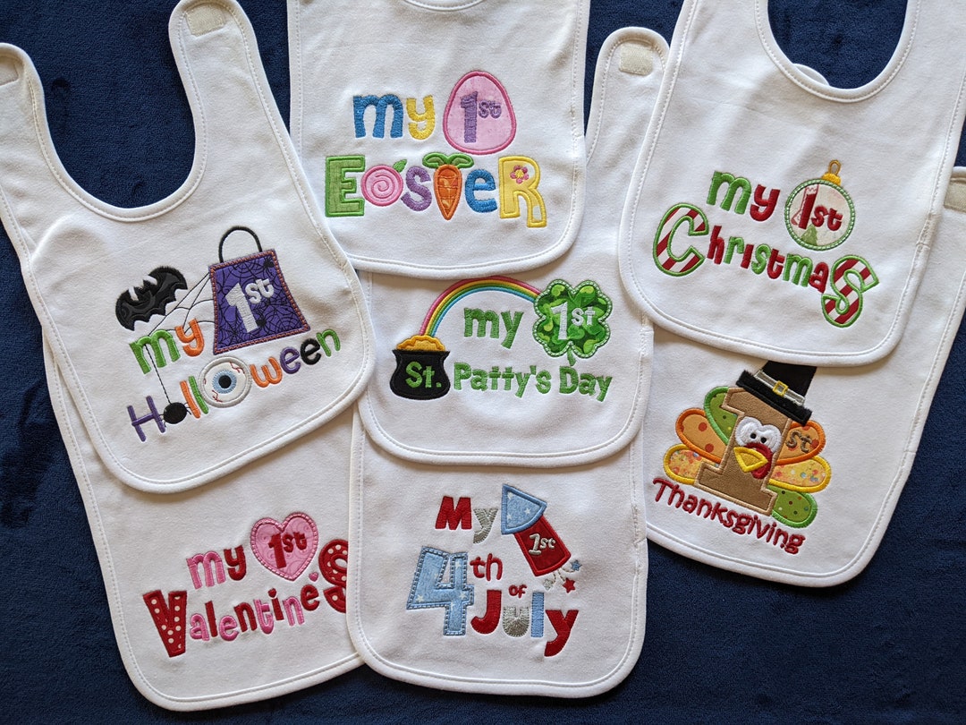 Baby's First Bibs, First Holiday Bibs, My First Holiday Bibs Etsy