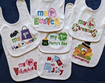 Baby's First Bibs, First Holiday Bibs, My First Holiday Bibs