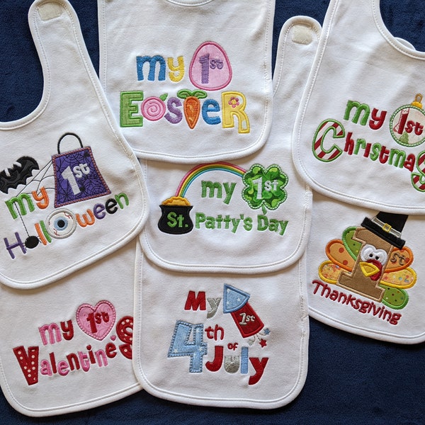 Baby's First Bibs, First Holiday Bibs, My First Holiday Bibs