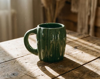 Ceramic Cactus Mug 300ml Green Nature Coffee Cup