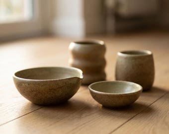 Matcha Tea Ceremony Set, Ceramic Chawan Kit, Handmade Japanese Tea Gift, 4 Piece Set