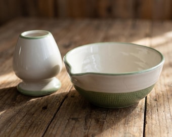 Japanese Matcha Kit with Chasen Holder, Handmade Ceramic Gift