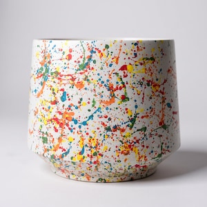 Paint Splatter Planter, Handmade Stone Small Pot, Colorful Abstract Succulent Holder, Minimal Decor