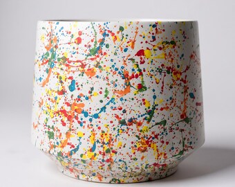 Paint Splatter Planter, Handmade Stone Small Pot, Colorful Abstract Succulent Holder, Minimal Decor