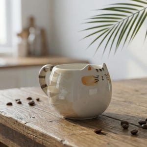 Niedliche Katzenförmige Keramiktasse, Kaffeetasse für Zuhause und im Büro