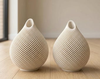 Neutral Concrete Vase Pair, Modern Shelf Decor, Organic Home Accent