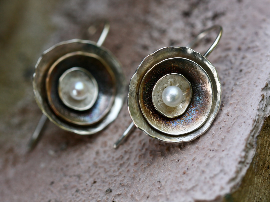 Silver-Plated Flower Petal Drop Earrings