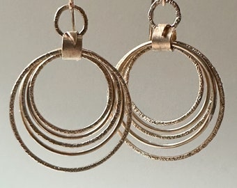 Hoop Earrings, Silver, Gold textured