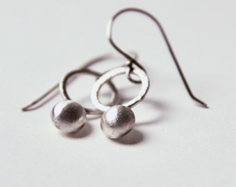 Hoop earrings, Silver, Minimal, Forged, Textured
