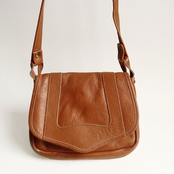 1970s orange leather purse / 70s leather bag / rust orange leather bag / vintage bag
