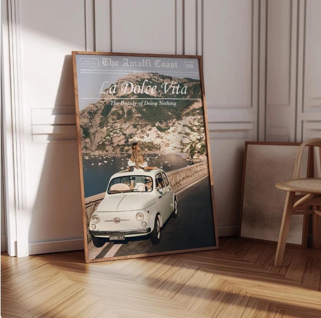 Lot De 4 Posters Muraux Mykonos Santorini Amalfi Venise - Décoration Esthétique Rétro