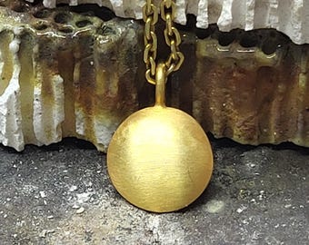24k Gold Disc Pendant, Minimalist Necklace for Women