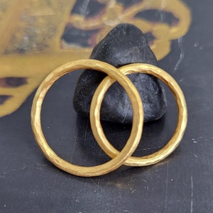 Thin Wedding Gold Ring, 24k Gold Handmade Jewelry, Solid Gold Gift for Wife, 24k Gold Gift Men&#39;s, Valentines Day