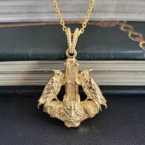 Thor Hammer Gold Anhänger für Männer, 10k 14k 18k Solid Gold Schmuck, der Gott des Donners Symbol Halskette, Viking Crow Anhänger, Geschenk für Ihn
