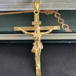 3D Jesus Christ Cross Gold Pendant, 10k 14k 18k Solid Gold Jewelry, Religious Necklace for Men and Women, Faith Necklace Gift for Boyfriend