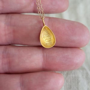 24k Gold Teardrop Pendant, Handmade Hammered Gold Jewelry image 8