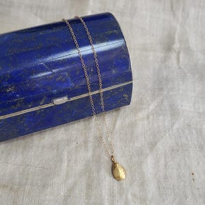 24k Gold Teardrop Pendant, Handmade Hammered Gold Jewelry image 11