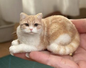 Custom Felt Cat Sculpture | Pet Memorial Replica