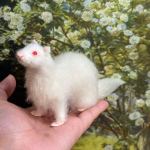 Unique Christmas gifts, Felted Wool Crafts, Felted Miniature, Small Felted Deco | Stuffed Ferret Plush | Mini Felted Wool Ferret