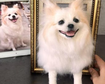 Retrato personalizado de mascota en fieltro, perro 3D de fieltro agujado, regalo conmemorativo para animales