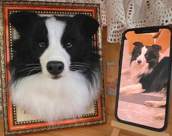 Retrato personalizado de mascota en fieltro agujado, regalo conmemorativo para animales