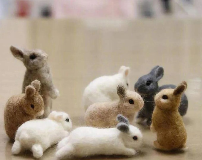 Needle Felted Mini Bunnies | Handmade Wool Animal Sculpture