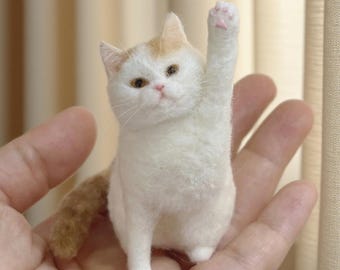 Escultura de gato personalizada em feltro agulhado, memorial personalizado para animais de estimação