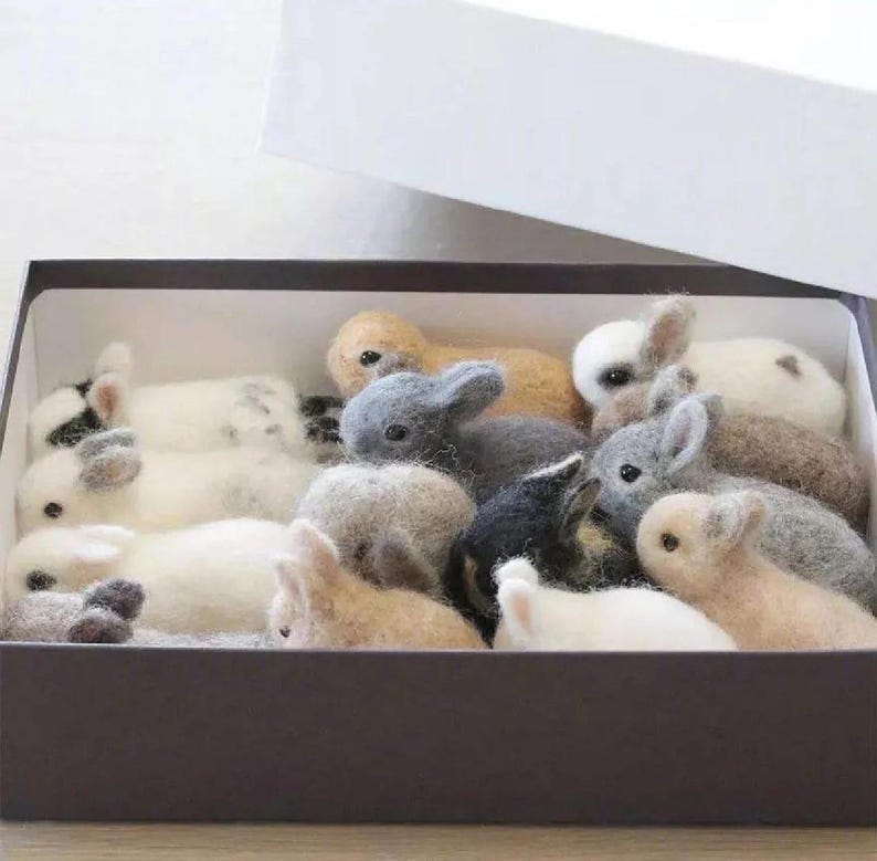 Needle Felted Mini Bunnies | Handmade Wool Animal Sculpture - Etsy