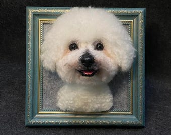 Retrato personalizado de mascota en fieltro agujado en 3D, regalo conmemorativo para animales