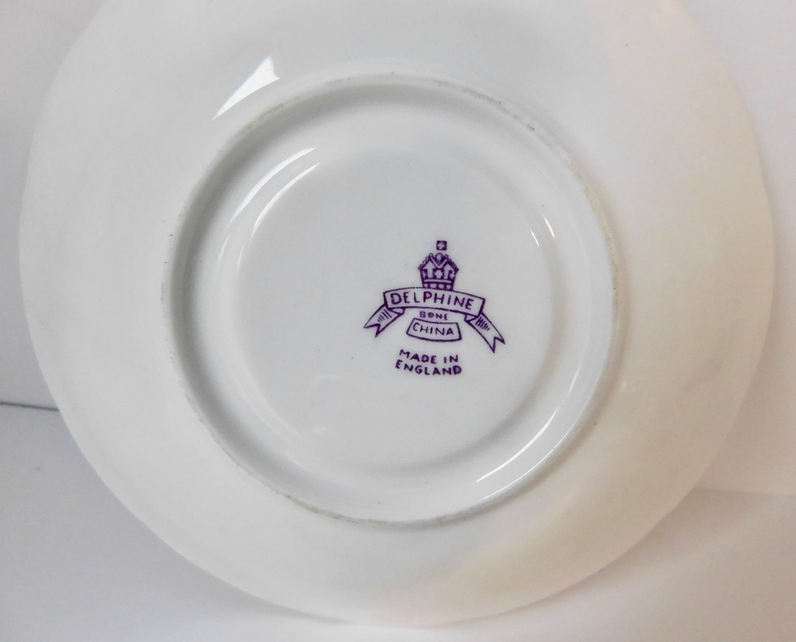 Vintage DELPHINE Bone China Purple Roses Teacup and Saucer. Etsy