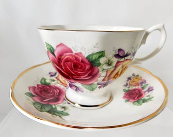 Royale Garden  Fine Bone China Flower Bouquet Teacup and Saucer. Made in England.