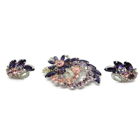 Vintage Eisenberg Ice  Purple,Pink and Clear Rhin… - image 6