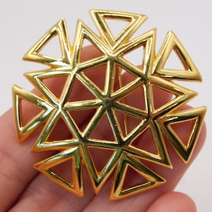 Vintage MONET Gold-tone Open work Triangles Brooch/Pin