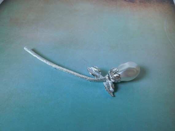 Vintage LISA Silver tone, Long Stem with Large Si… - image 4