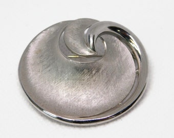 TRIFARI with crown Textured and Polished Silver tone Swirl Brooch.