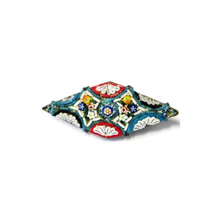 Antique Micro Mosaic  Floral Tile Brooch. Blue Flowers. Italy.