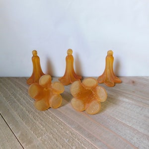 Vintage Genuine MURANO Hand Blown AMBER Satin/Frosted Glass Flower Chandelier Pendant. Sconce, Lamp, Lighting.