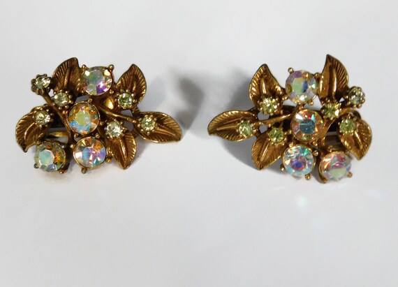 Vintage MARVELLA Gold tone with AB and Jonquil Rh… - image 7