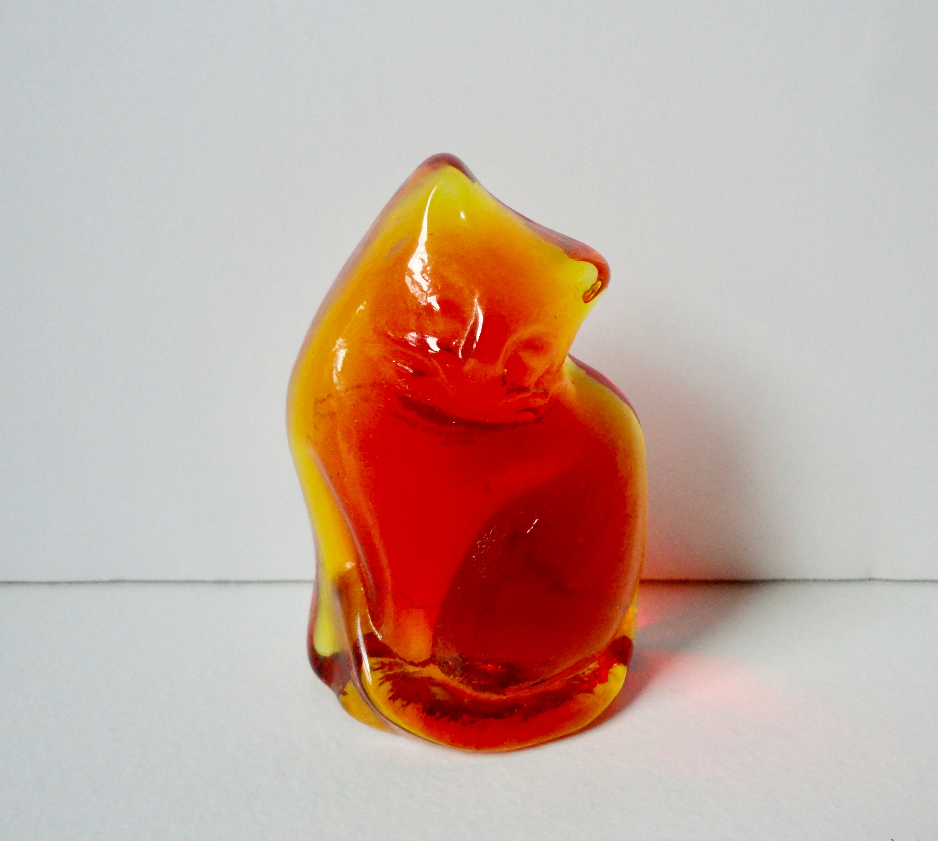 Download BLENKO Tangerine/Amberina Color Glass Cat | Etsy