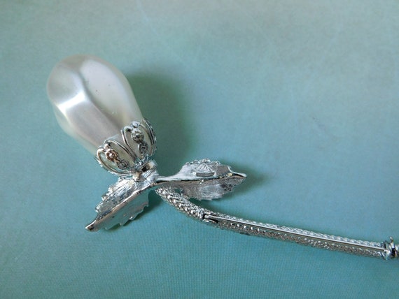 Vintage LISA Silver tone, Long Stem with Large Si… - image 6