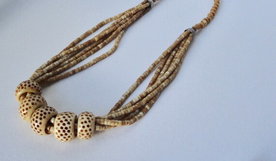 Vintage Multi-Strands Ox Bone Tribal Necklace. Et… - image 3