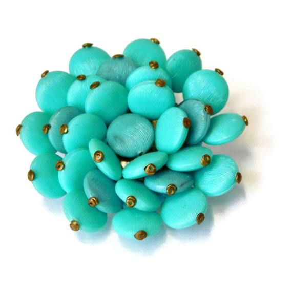 Vintage Made in AUSTRIA Turquoise  color Cluster L